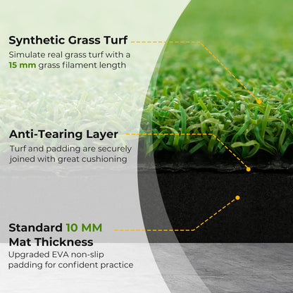 Artificial Turf Mat for Indoor and Outdoor Golf Practice Includes 2 Rubber Tees and 2 Alignment Sticks-25mm, Green Golf   at Gallery Canada