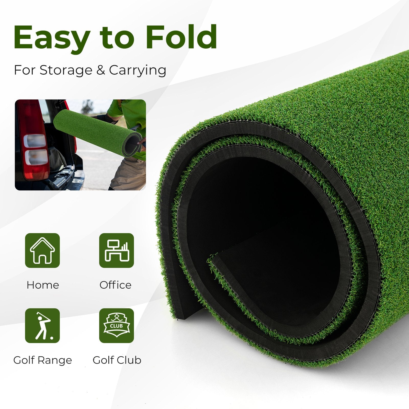 Artificial Turf Mat for Indoor and Outdoor Golf Practice Includes 2 Rubber Tees and 2 Alignment Sticks-25mm, Green Golf   at Gallery Canada