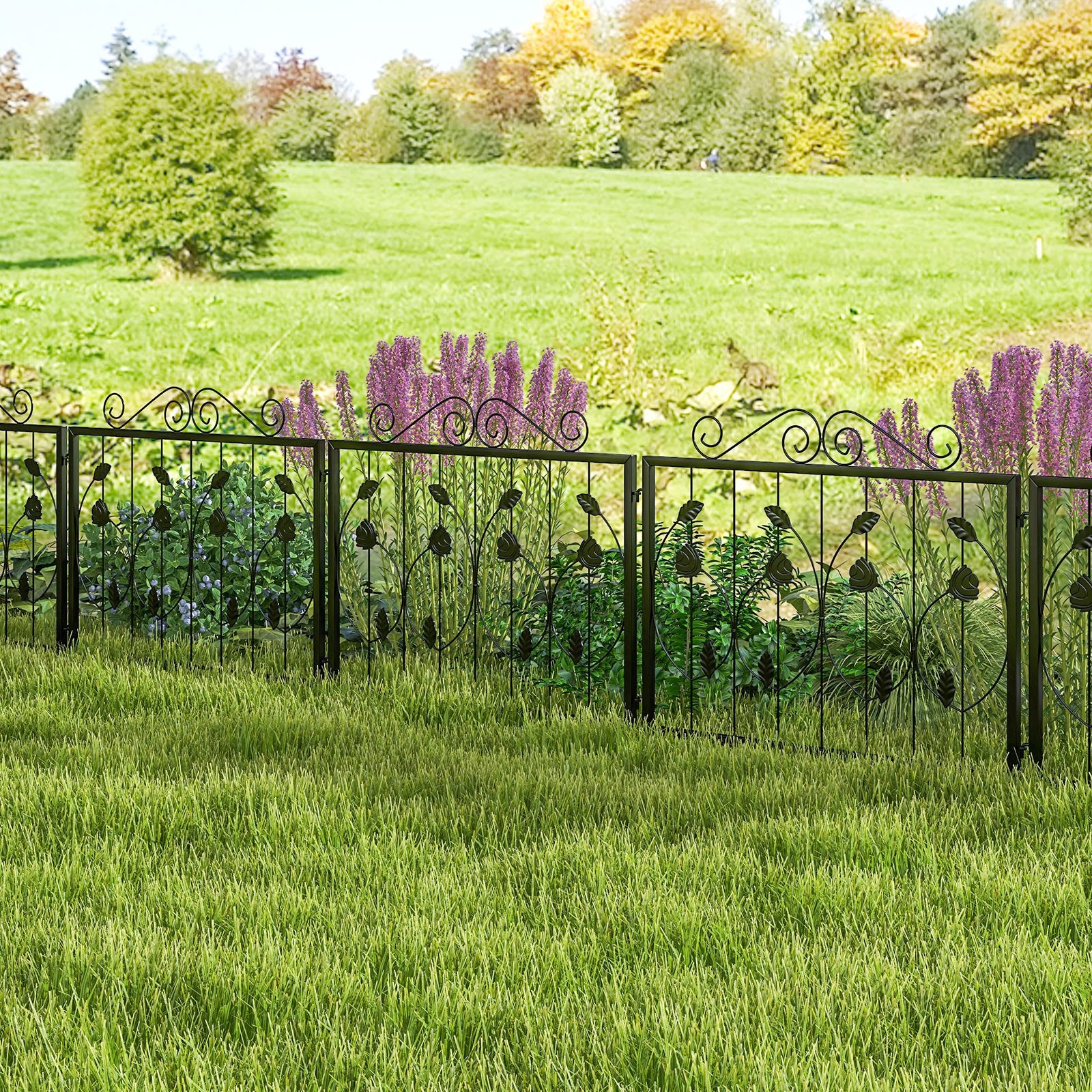 Decorative Garden Fence with 8 Panels Animal Barrier, Black Decorative Fencing & Flooring   at Gallery Canada