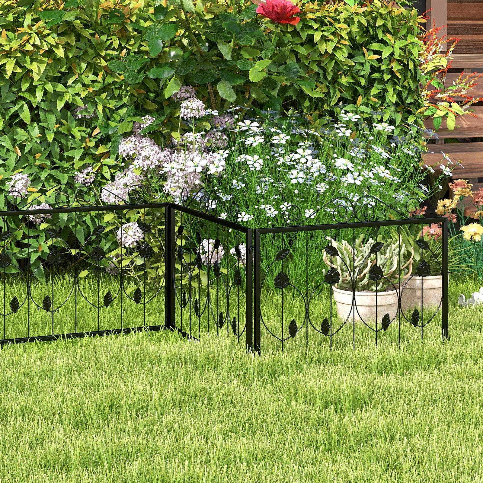 Decorative Garden Fence with 8 Panels Animal Barrier, Black Decorative Fencing & Flooring   at Gallery Canada