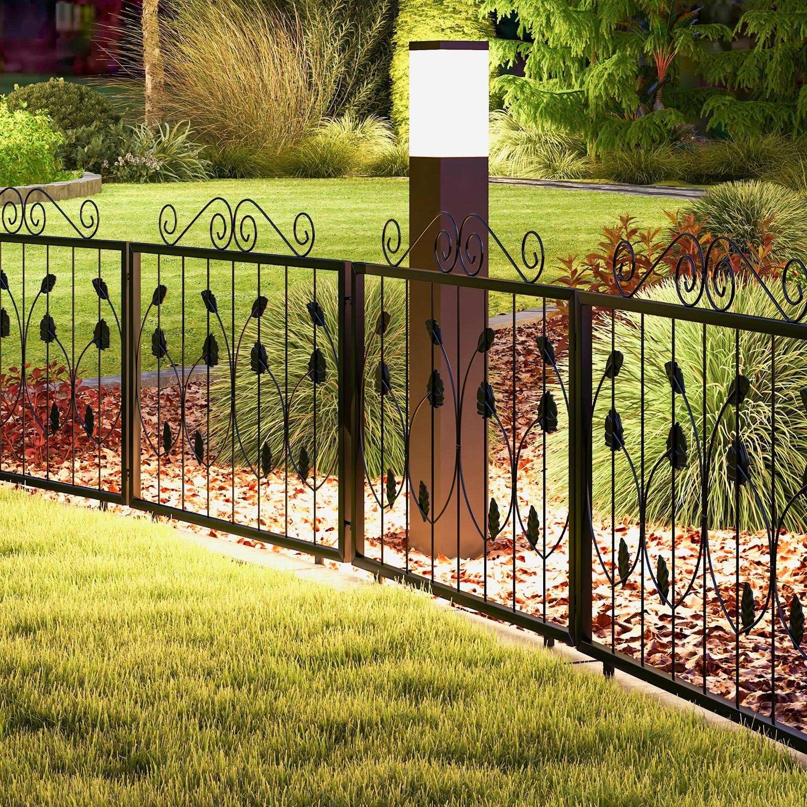 Decorative Garden Fence with 8 Panels Animal Barrier, Black Decorative Fencing & Flooring   at Gallery Canada