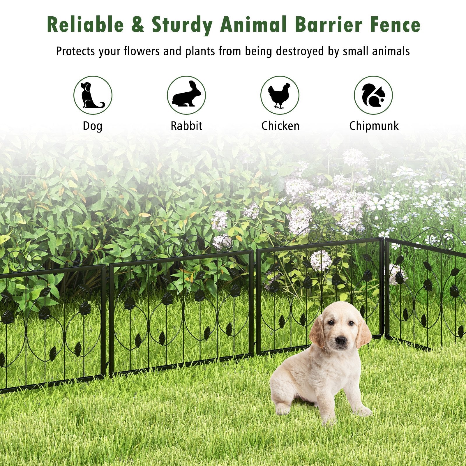 Decorative Garden Fence with 8 Panels Animal Barrier, Black Decorative Fencing & Flooring   at Gallery Canada