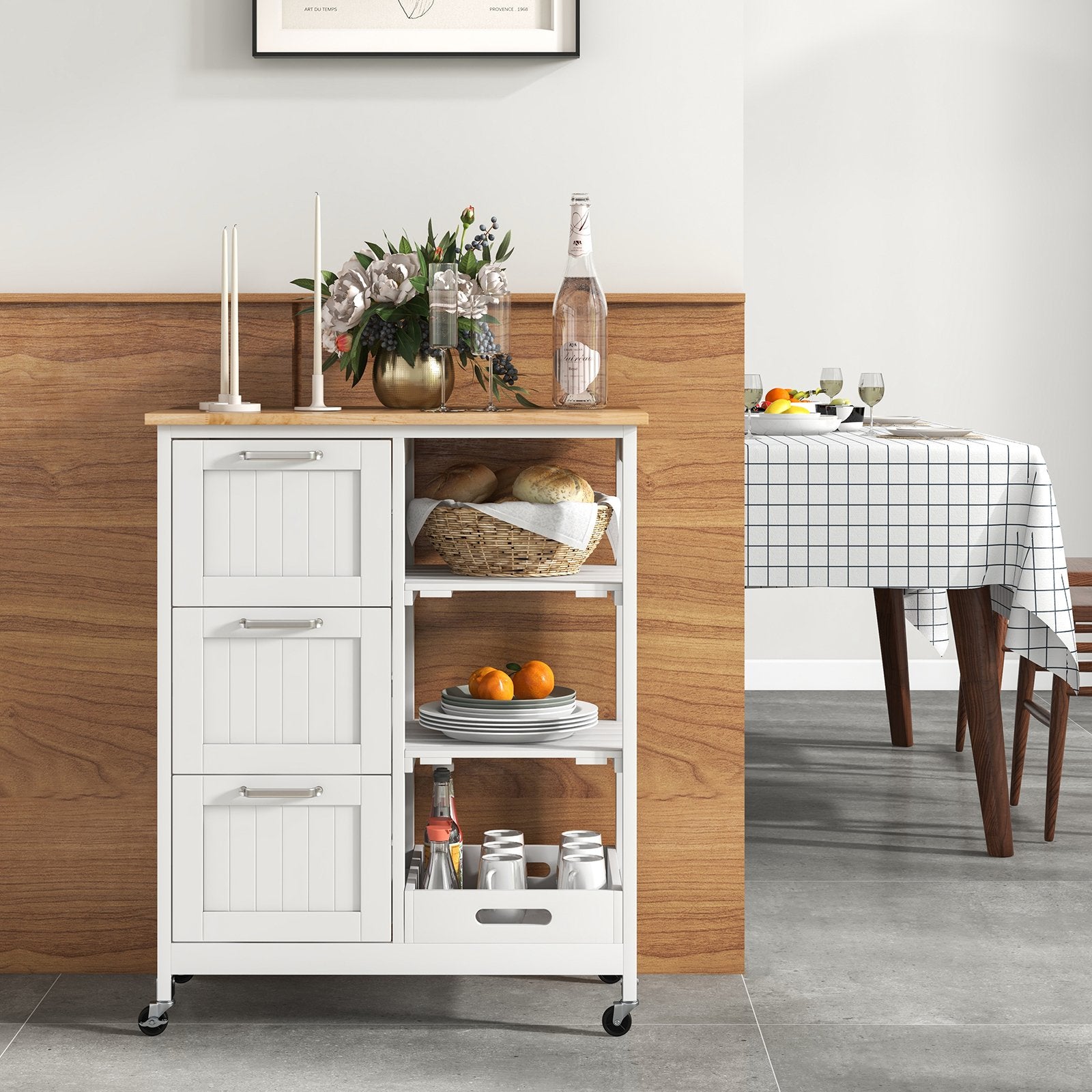 Rolling Kitchen Island Utility Storage Cart, White Kitchen Islands & Carts   at Gallery Canada