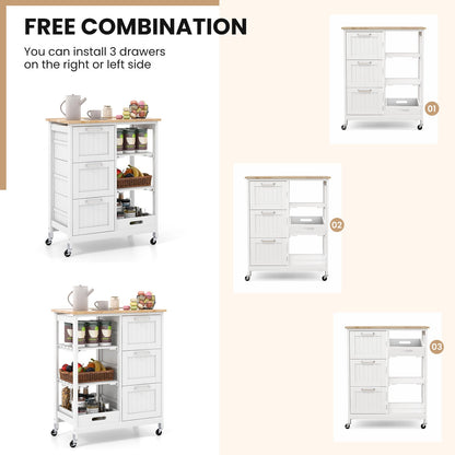 Rolling Kitchen Island Utility Storage Cart, White - Gallery Canada