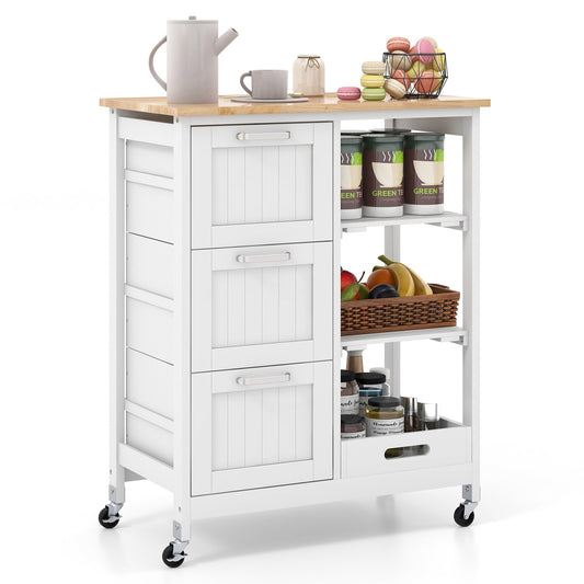 Rolling Kitchen Island Utility Storage Cart, White Kitchen Islands & Carts   at Gallery Canada