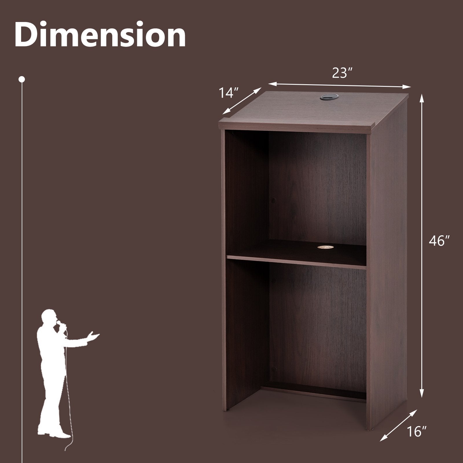 Wooden Floor Standing Podium Speaking Lectern, Brown Laptop Tables & Printer Stands   at Gallery Canada