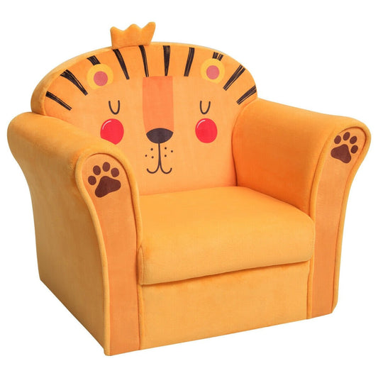 Kids Armrest Lion Upholstered Sofa, Orange - Gallery Canada