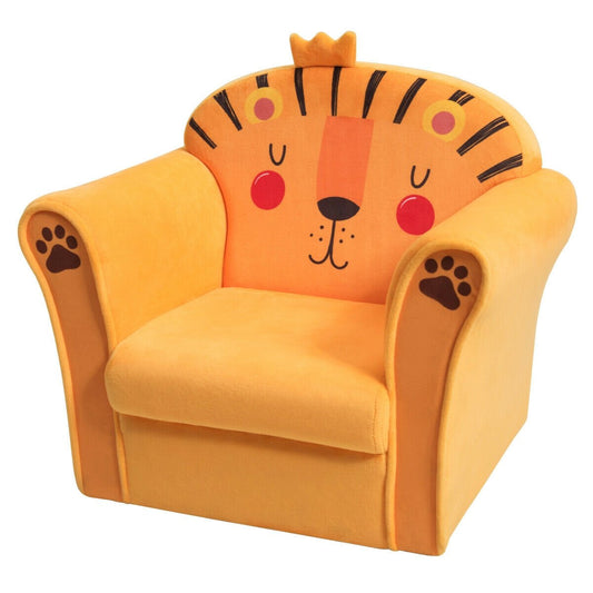 Kids Armrest Lion Upholstered Sofa, Orange - Gallery Canada