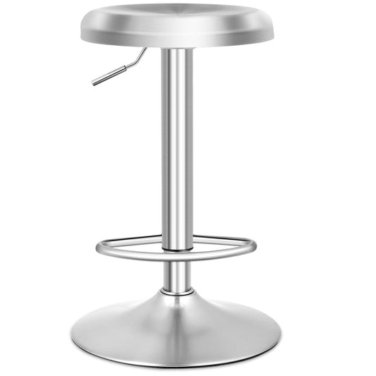 Modern Swivel Adjustable Height Bar Stool with Footrest for Pub Bistro Kitchen Dining-1 Piece, Silver - Gallery Canada