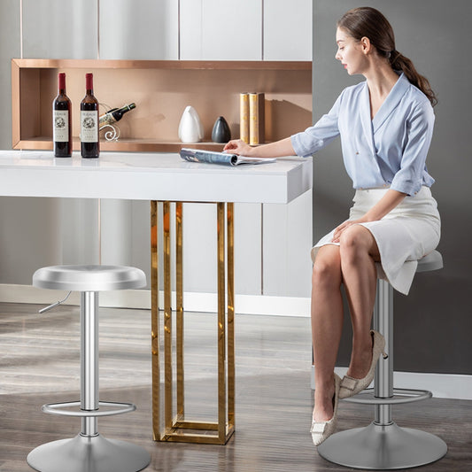 Modern Swivel Adjustable Height Bar Stool with Footrest for Pub Bistro Kitchen Dining-1 Piece, Silver - Gallery Canada