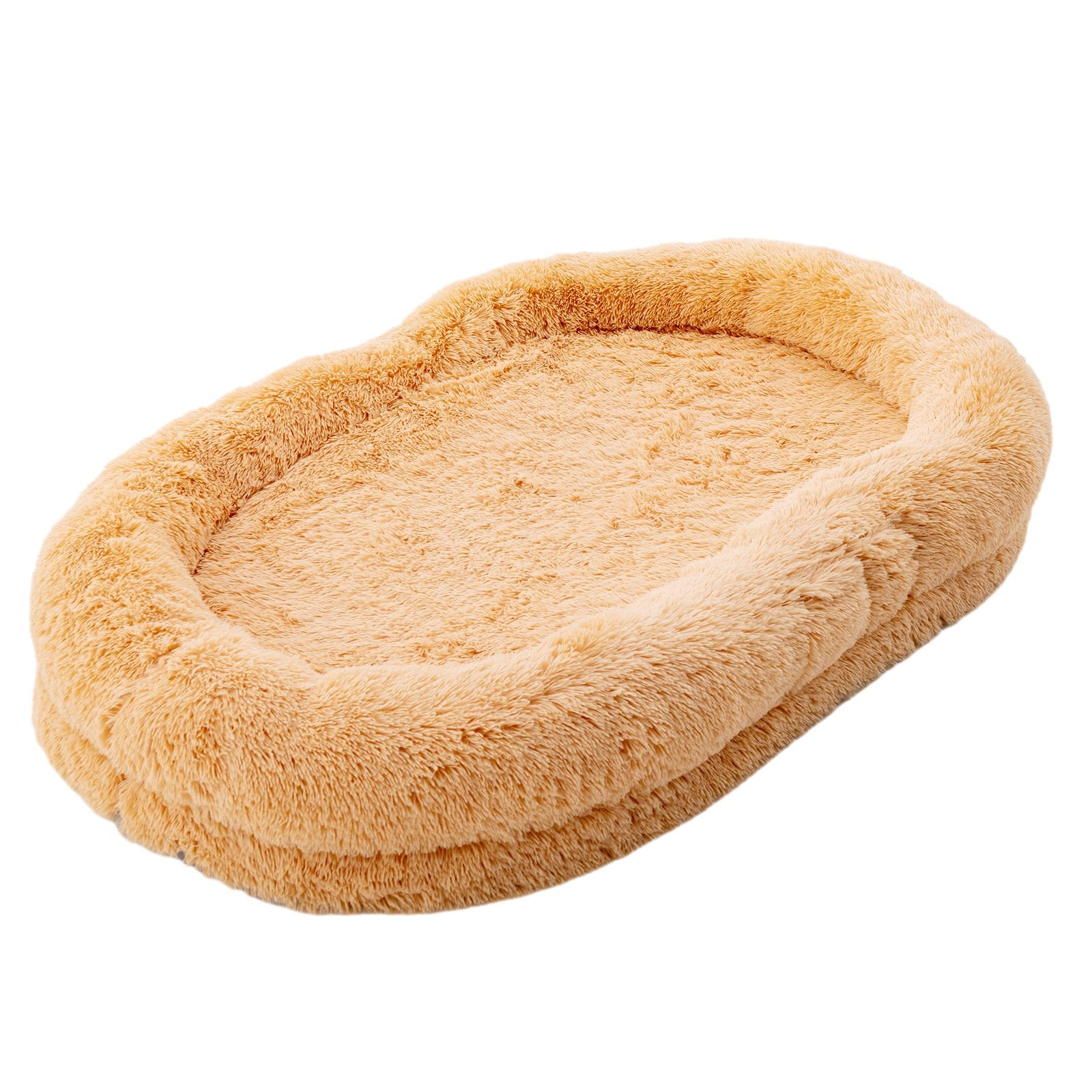 Washable Fluffy Human Dog Bed with Soft Blanket and Plump Pillow, Brown Dog Supplies   at Gallery Canada