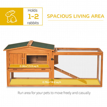 Wooden Rabbit Hutch Guinea Pig House with Removable Tray, Openable Roof, Trough, Run for Tortoises and Ferrets, Orange Rabbit Hutch   at Gallery Canada