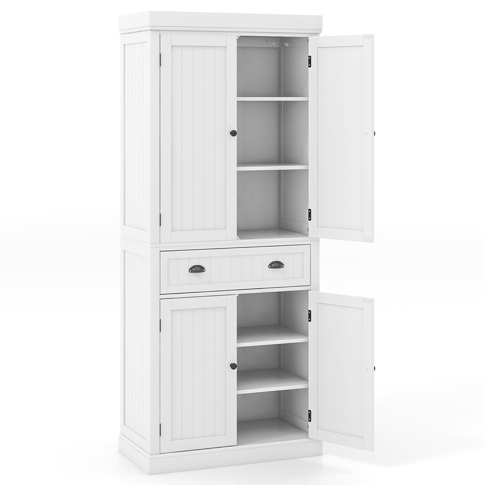 Kitchen Pantry Storage Cabinet with Doors Drawer and Adjustable Shelves, White Armoires & Wardrobes   at Gallery Canada