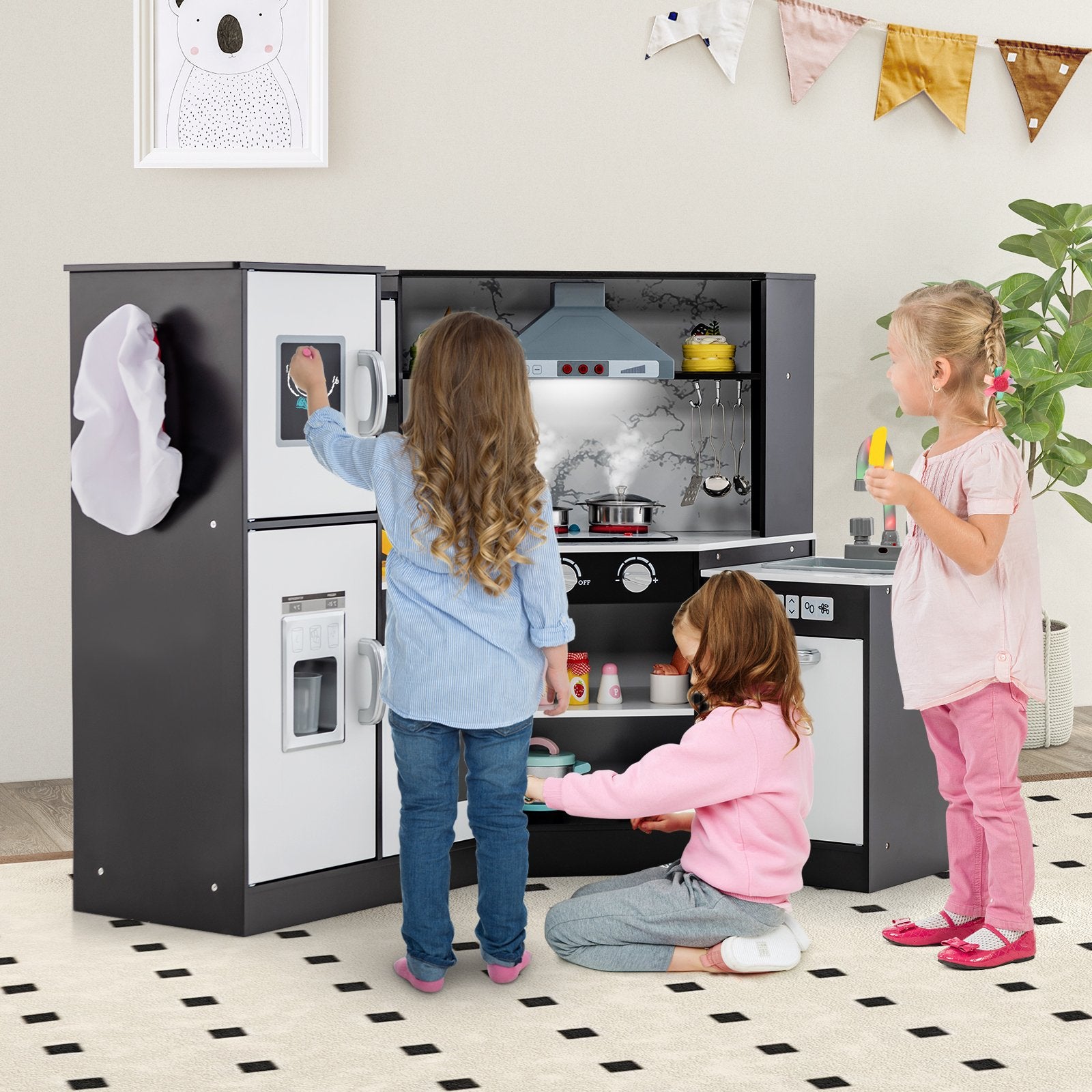 Kids Corner Pretend Kitchen Playset with Separated Washing Basin, Coffee Play Kitchen Sets   at Gallery Canada