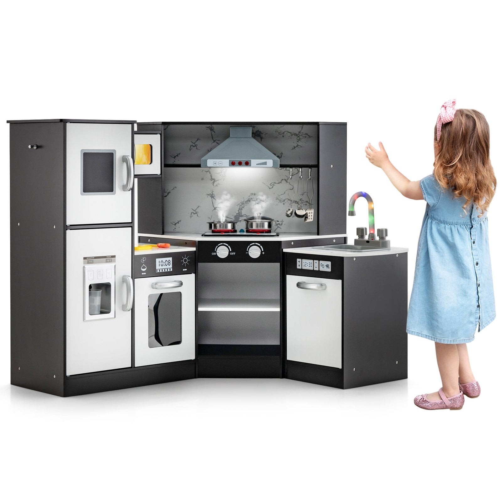 Kids Corner Pretend Kitchen Playset with Separated Washing Basin, Coffee Play Kitchen Sets   at Gallery Canada