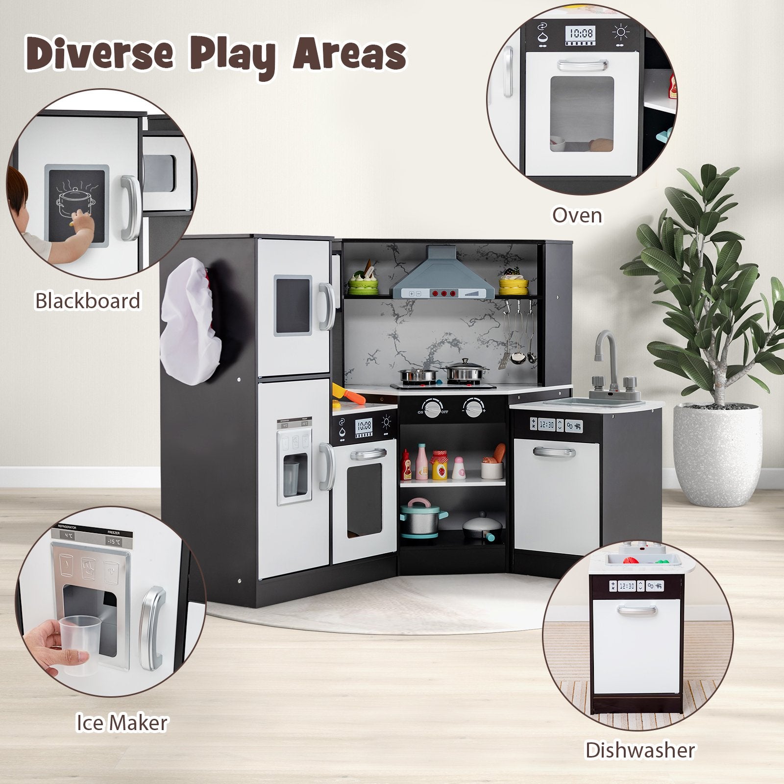 Kids Corner Pretend Kitchen Playset with Separated Washing Basin, Coffee Play Kitchen Sets   at Gallery Canada