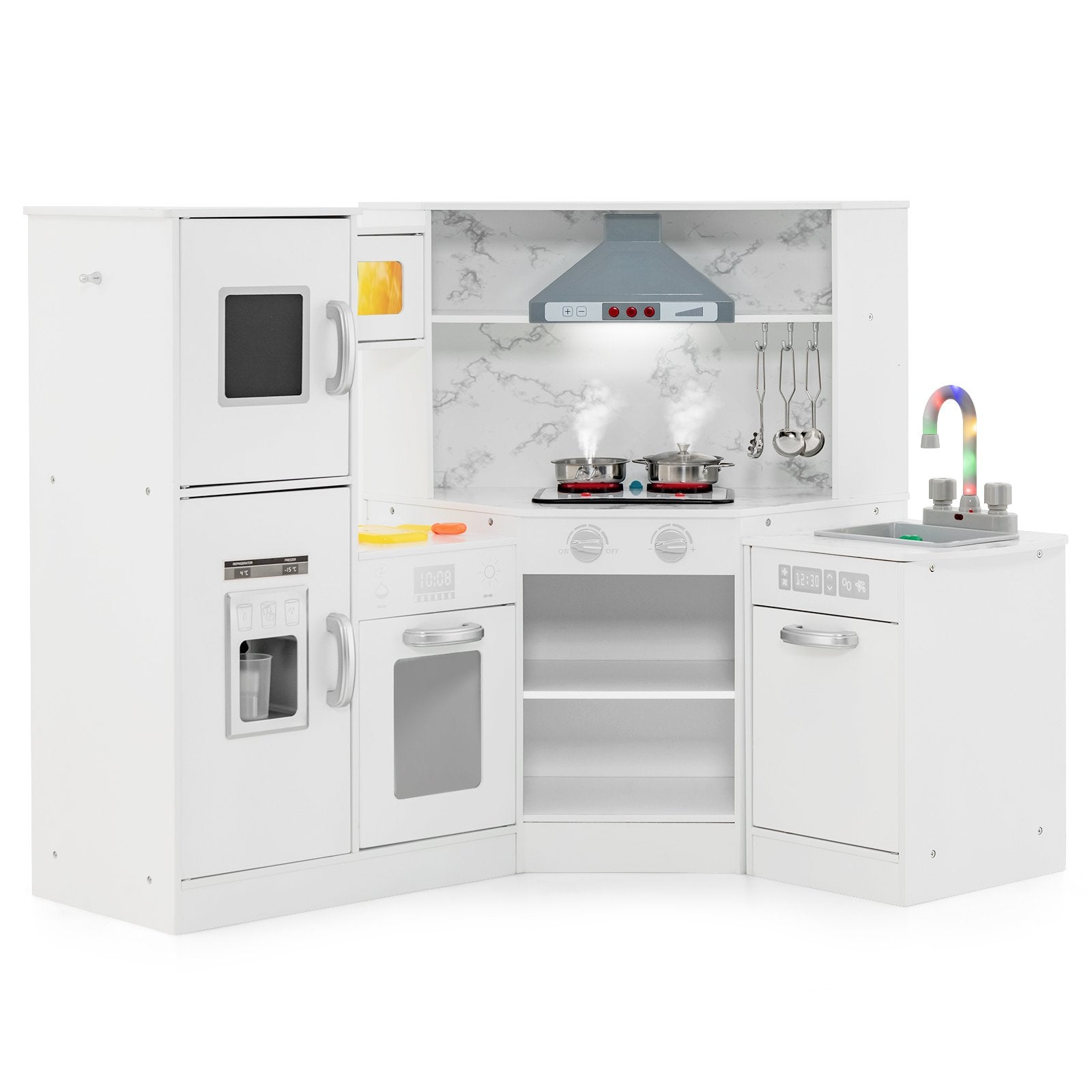 Kids Corner Pretend Kitchen Playset with Separated Washing Basin, White Play Kitchen Sets   at Gallery Canada