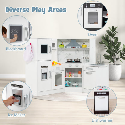 Kids Corner Pretend Kitchen Playset with Separated Washing Basin, White Play Kitchen Sets   at Gallery Canada