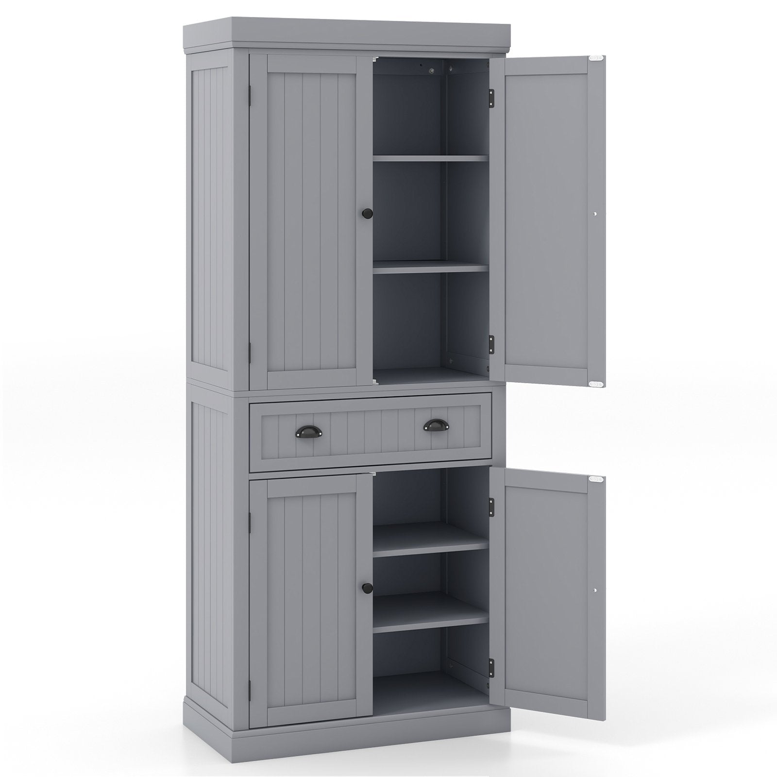 Cupboard Freestanding Kitchen Cabinet w/ Adjustable Shelves, Gray Armoires & Wardrobes   at Gallery Canada