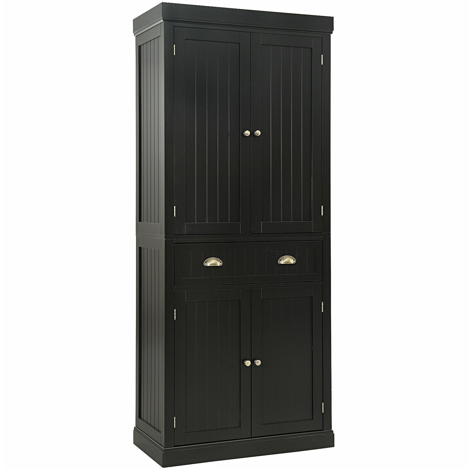 Cupboard Freestanding Kitchen Cabinet w/ Adjustable Shelves, Dark Brown Armoires & Wardrobes   at Gallery Canada