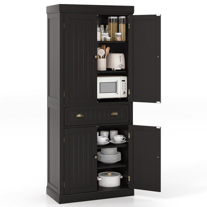 Cupboard Freestanding Kitchen Cabinet w/ Adjustable Shelves, Dark Brown - Gallery Canada