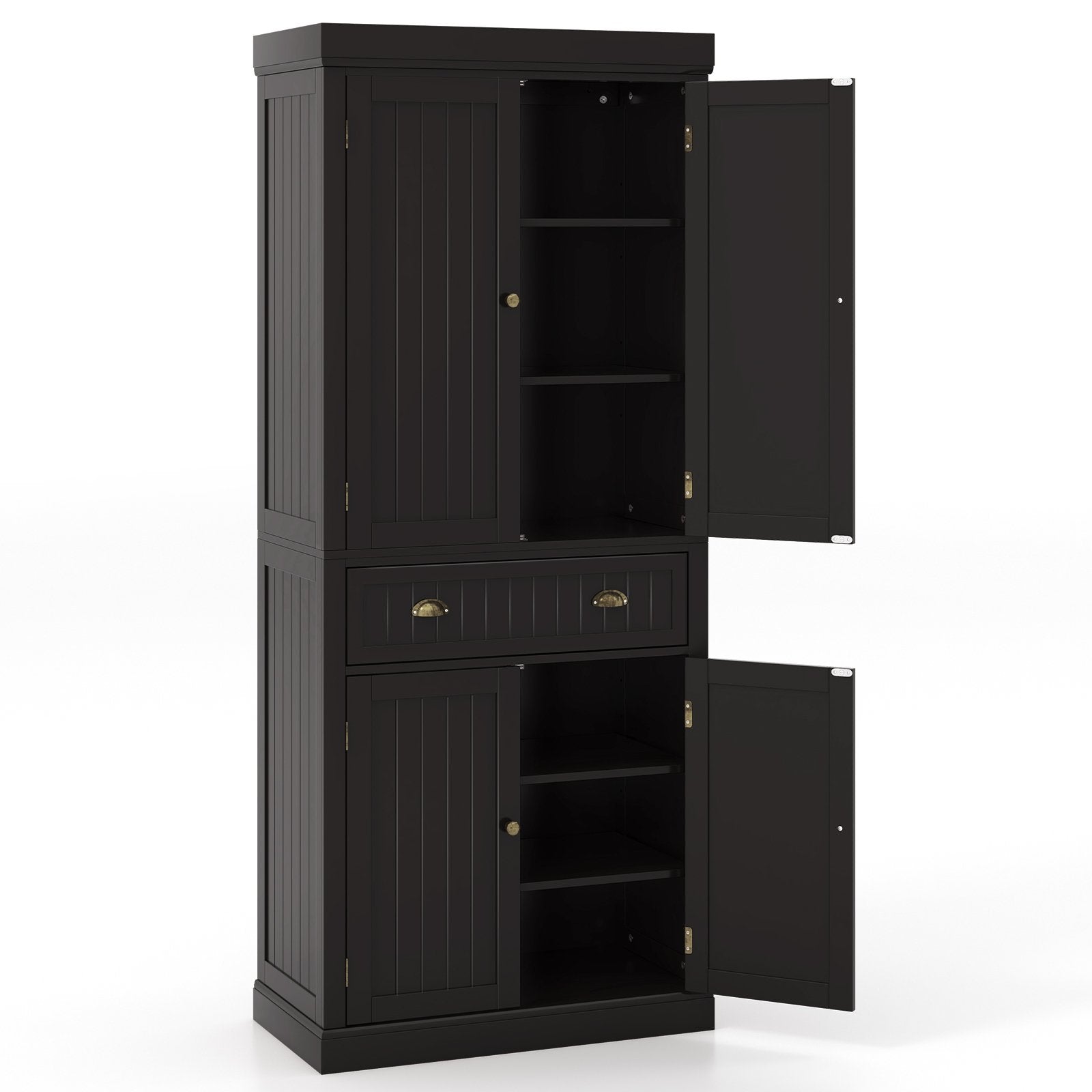 Cupboard Freestanding Kitchen Cabinet w/ Adjustable Shelves, Dark Brown Armoires & Wardrobes   at Gallery Canada