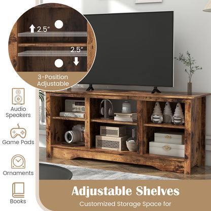 TV Stand for up to 65" Flat Screen TVs with Adjustable Shelves, Rustic Brown - Gallery Canada