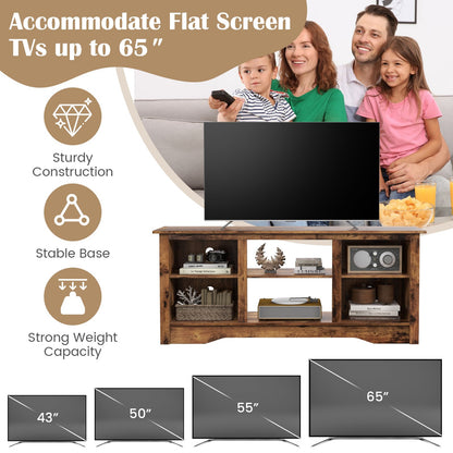 TV Stand for up to 65" Flat Screen TVs with Adjustable Shelves, Rustic Brown - Gallery Canada