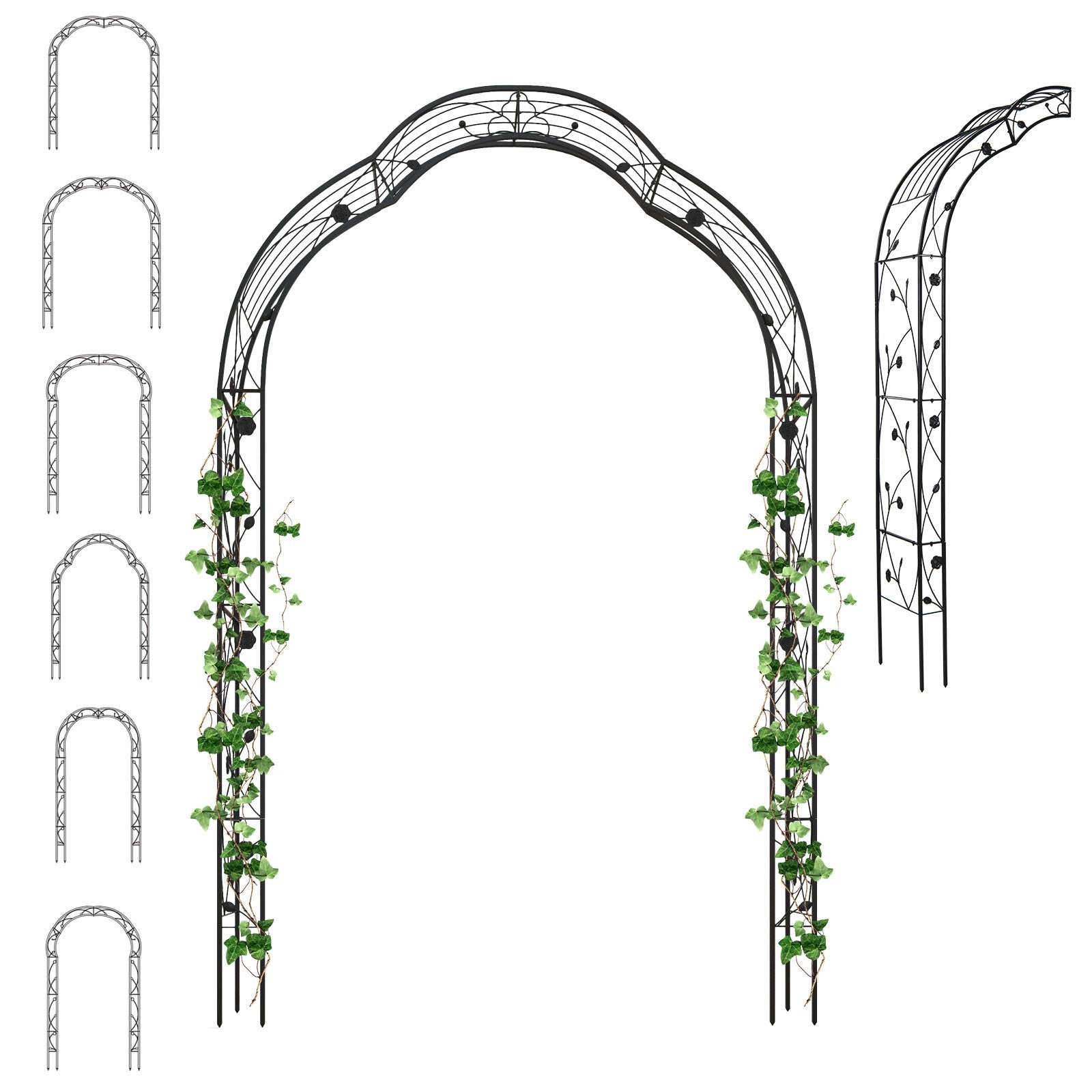 Garden Arch Arbor Trellis for Climbing Plants Roses Vines, Black Outdoor Decor   at Gallery Canada