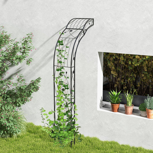 Garden Arch Arbor Trellis for Climbing Plants Roses Vines, Black Outdoor Decor   at Gallery Canada