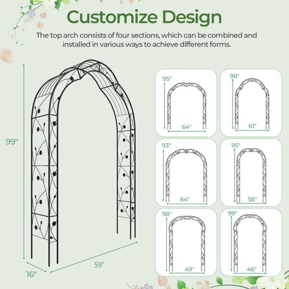 Garden Arch Arbor Trellis for Climbing Plants Roses Vines, Black Outdoor Decor   at Gallery Canada