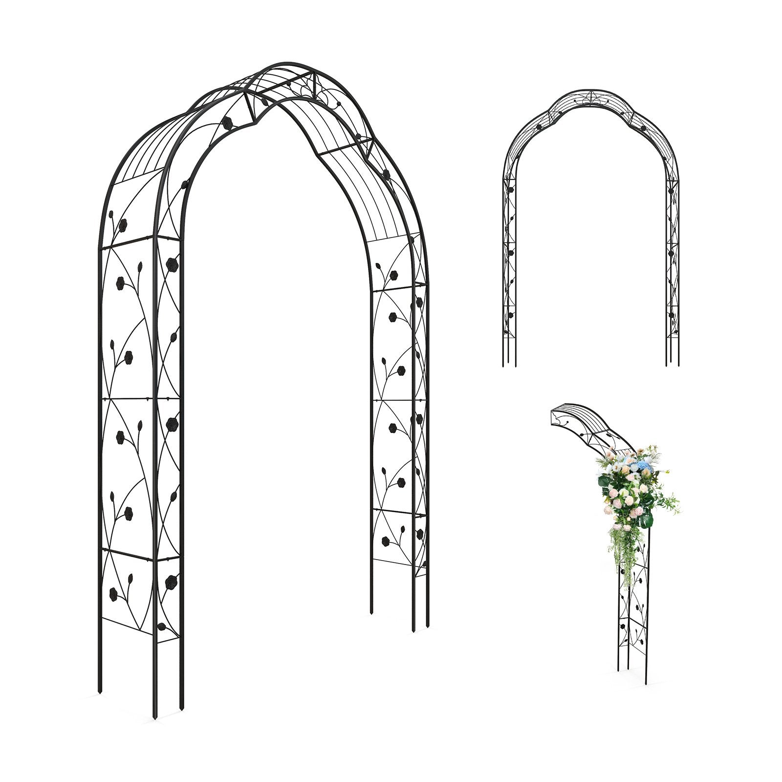 Garden Arch Arbor Trellis for Climbing Plants Roses Vines, Black Outdoor Decor   at Gallery Canada