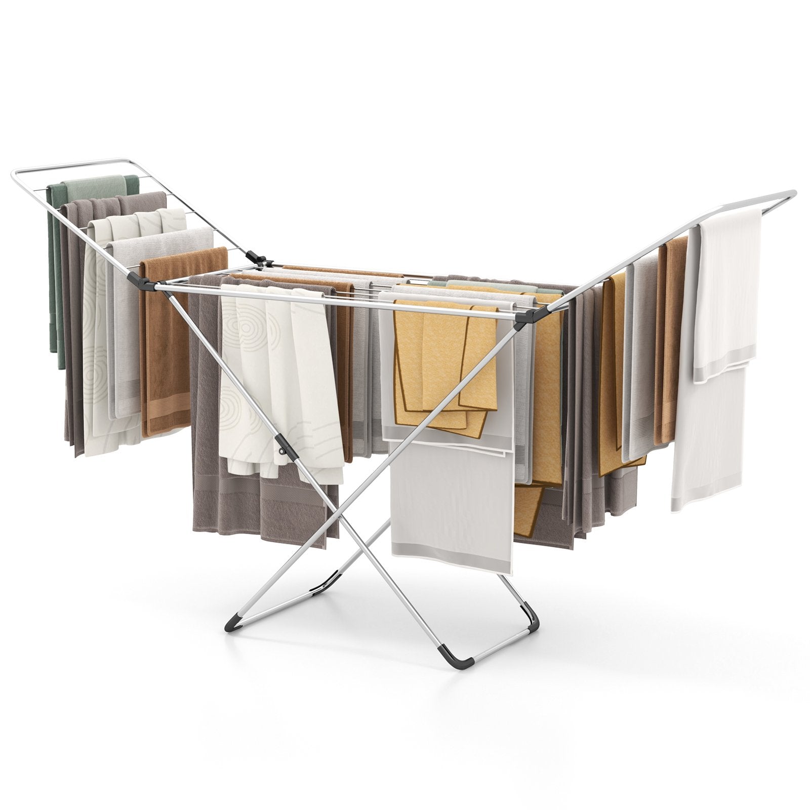 Folding Clothes Drying Rack with Adjustable Wings for Indoor and Outdoor Use, Silver Drying Racks   at Gallery Canada