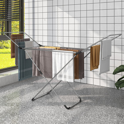 Folding Clothes Drying Rack with Adjustable Wings for Indoor and Outdoor Use, Silver Drying Racks   at Gallery Canada