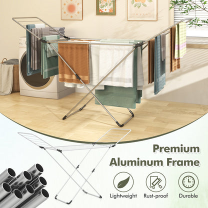 Folding Clothes Drying Rack with Adjustable Wings for Indoor and Outdoor Use, Silver Drying Racks   at Gallery Canada