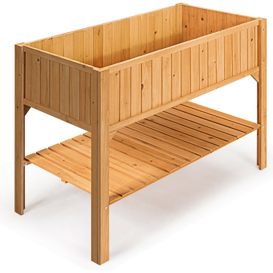 Wooden Elevated Planter Box Shelf Suitable for Garden Use, Natural - Gallery Canada