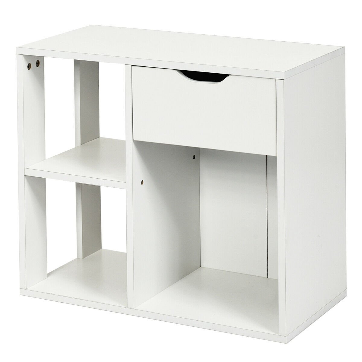 3-Tier Side Table with Storage Shelf and Drawer Space, White - Gallery Canada