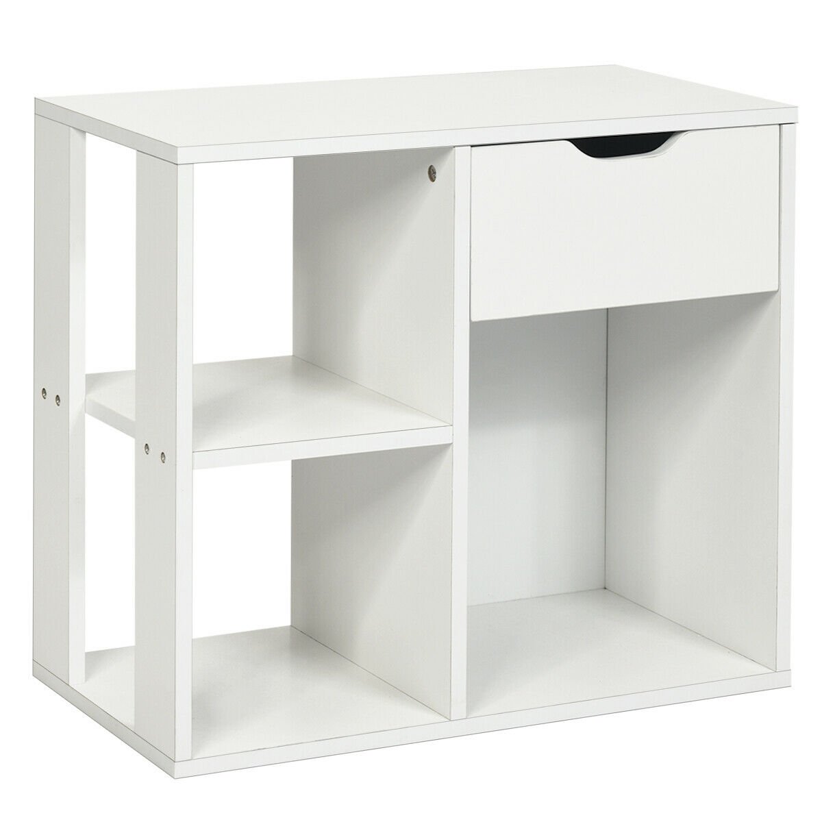 3-Tier Side Table with Storage Shelf and Drawer Space, White End & Side Tables   at Gallery Canada