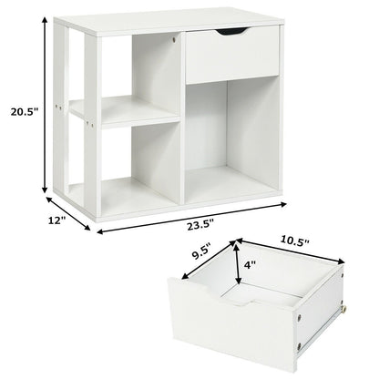 3-Tier Side Table with Storage Shelf and Drawer Space, White End & Side Tables   at Gallery Canada