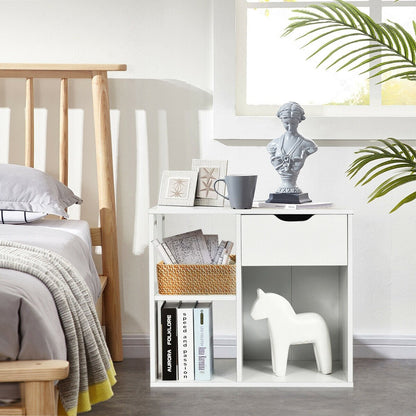 3-Tier Side Table with Storage Shelf and Drawer Space, White End & Side Tables   at Gallery Canada