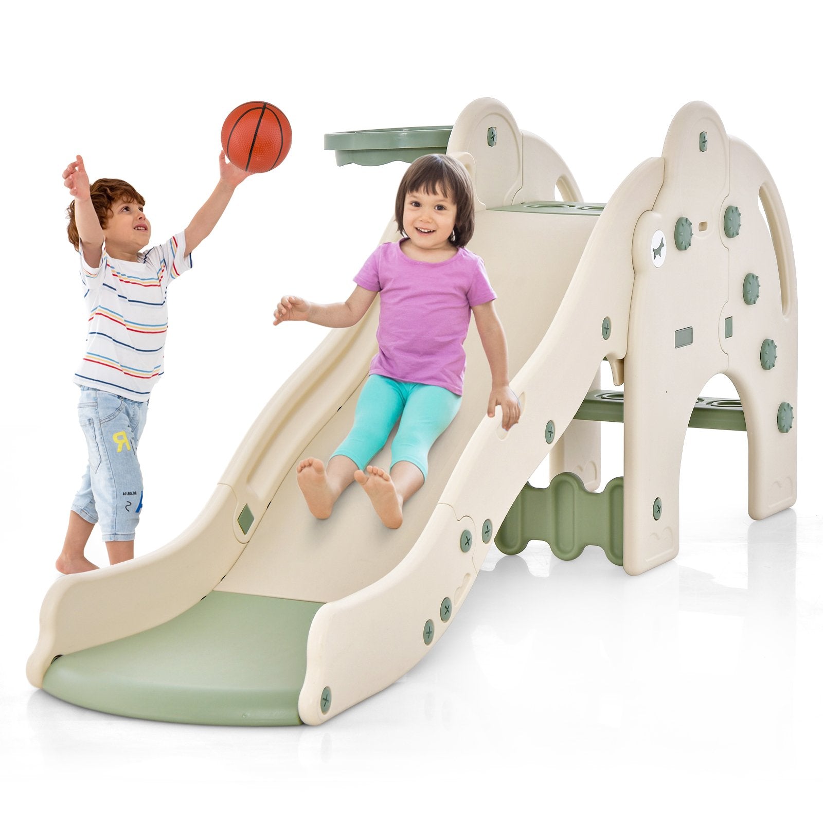 4-in-1 Toddler Slide Kids Play Slide with Cute Elephant Shape, Green Climbers & Slides   at Gallery Canada