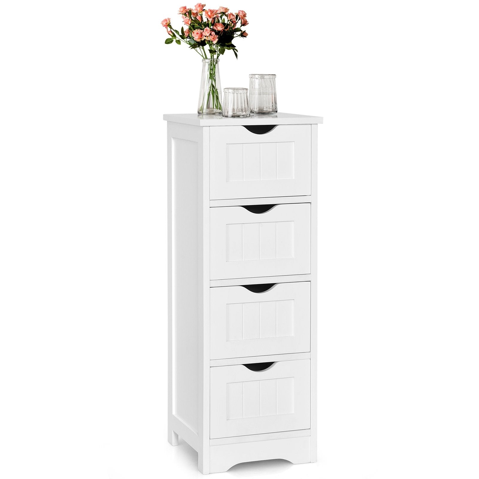 Floor Wooden Free Standing Storage Side Organizer for Bathroom, White Floor Cabinets   at Gallery Canada