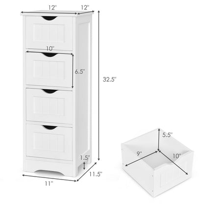 Floor Wooden Free Standing Storage Side Organizer for Bathroom, White Floor Cabinets   at Gallery Canada