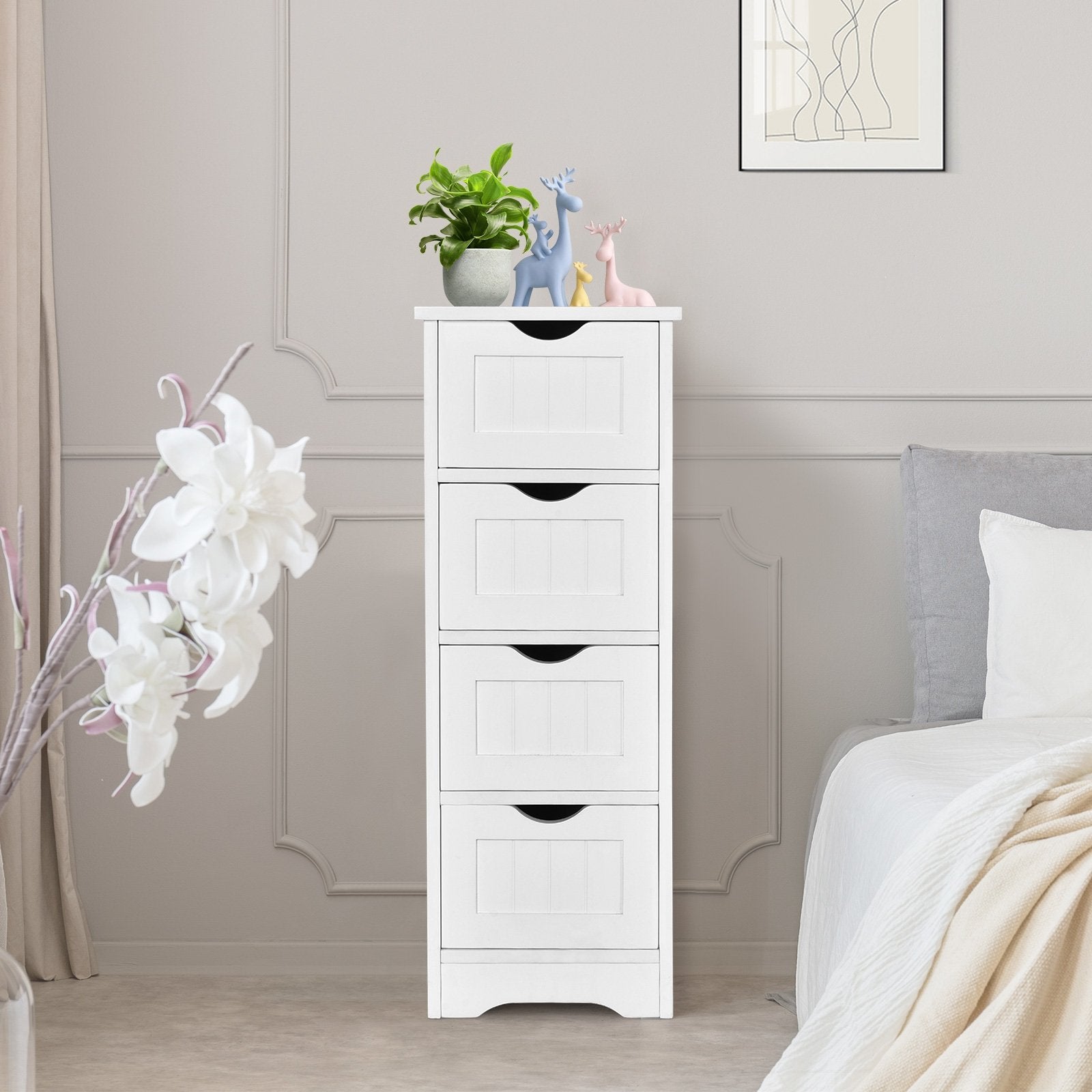 Floor Wooden Free Standing Storage Side Organizer for Bathroom, White Floor Cabinets   at Gallery Canada