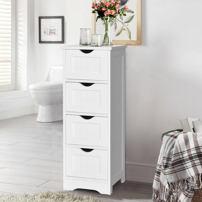 Floor Wooden Free Standing Storage Side Organizer for Bathroom, White Floor Cabinets   at Gallery Canada