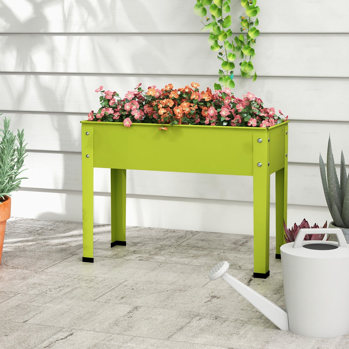 Metal Raised Garden Bed with Legs and Drainage Hole-24 x 11 x 18 inches, Green - Gallery Canada