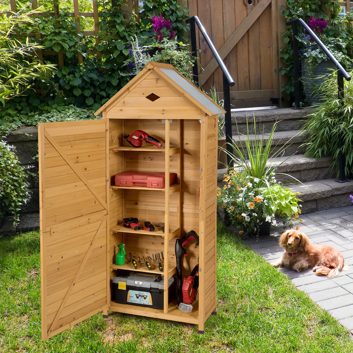 Wooden Outdoor Lockable Garden Tool Storage, Natural - Gallery Canada