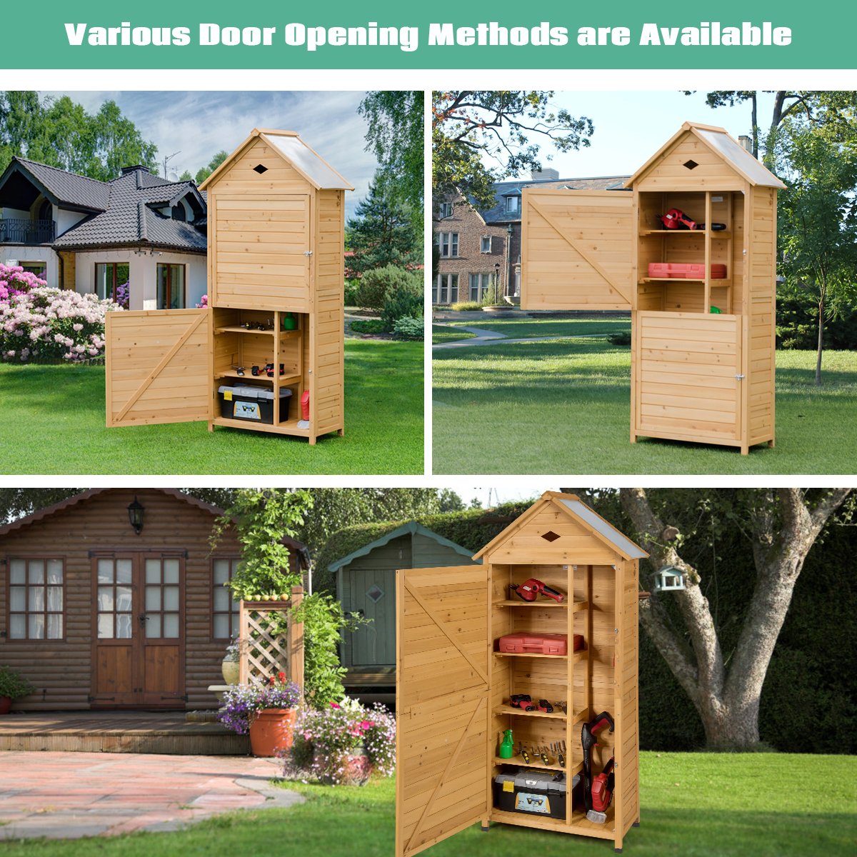 Wooden Outdoor Lockable Garden Tool Storage, Natural Sheds & Outdoor Storage   at Gallery Canada