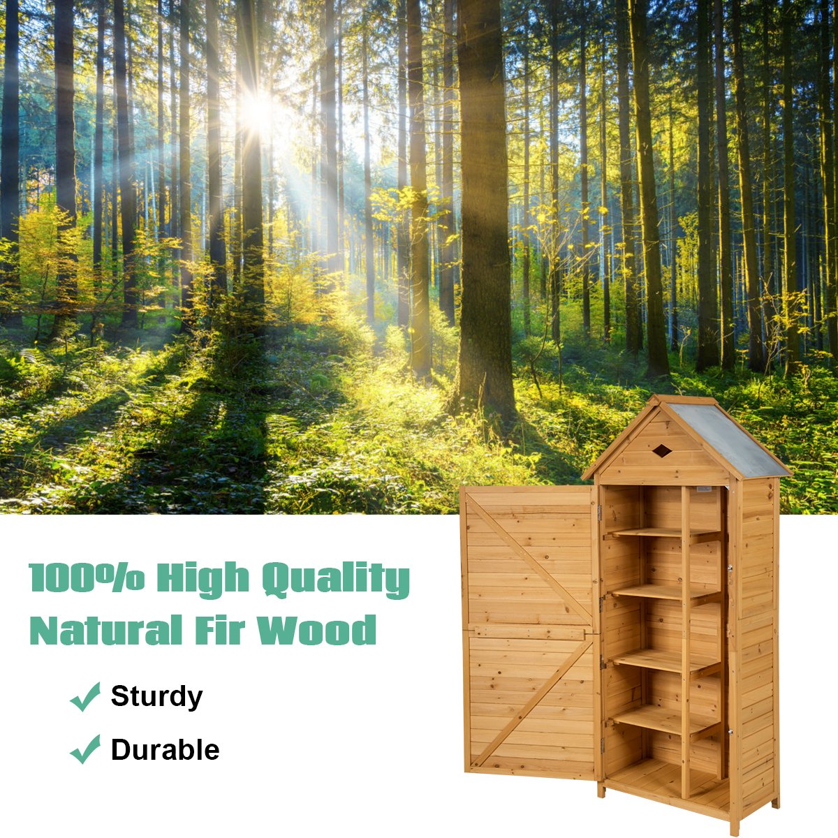 Wooden Outdoor Lockable Garden Tool Storage, Natural Sheds & Outdoor Storage   at Gallery Canada