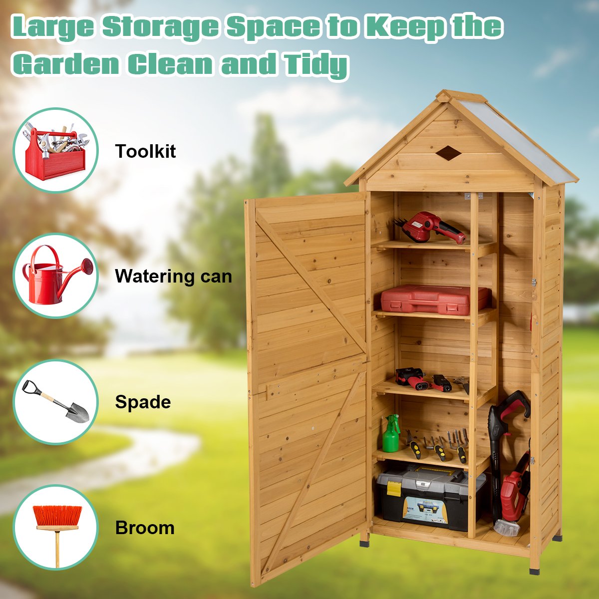 Wooden Outdoor Lockable Garden Tool Storage, Natural Sheds & Outdoor Storage   at Gallery Canada